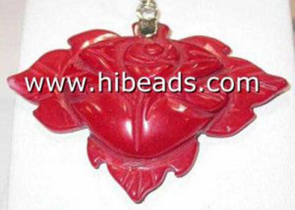 delicate carved coral pendant flower shape for sal
