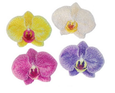 Embroidery badge-orchid / fabric heat sticker